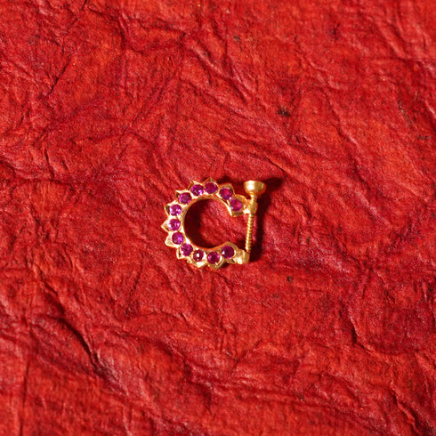 22 Carat Gold Nose Stud With Pink Stones 1.41g by Mahita Collections
